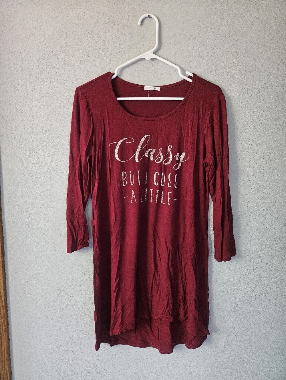 Maurices Maroon Graphic Scoop Neck Tee